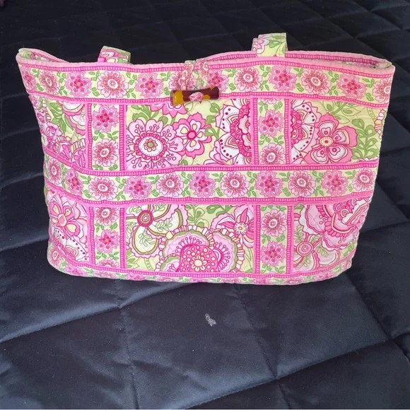 Vintage Vera Bradley pink and green small toggle tote bag - Picture 7 of 7